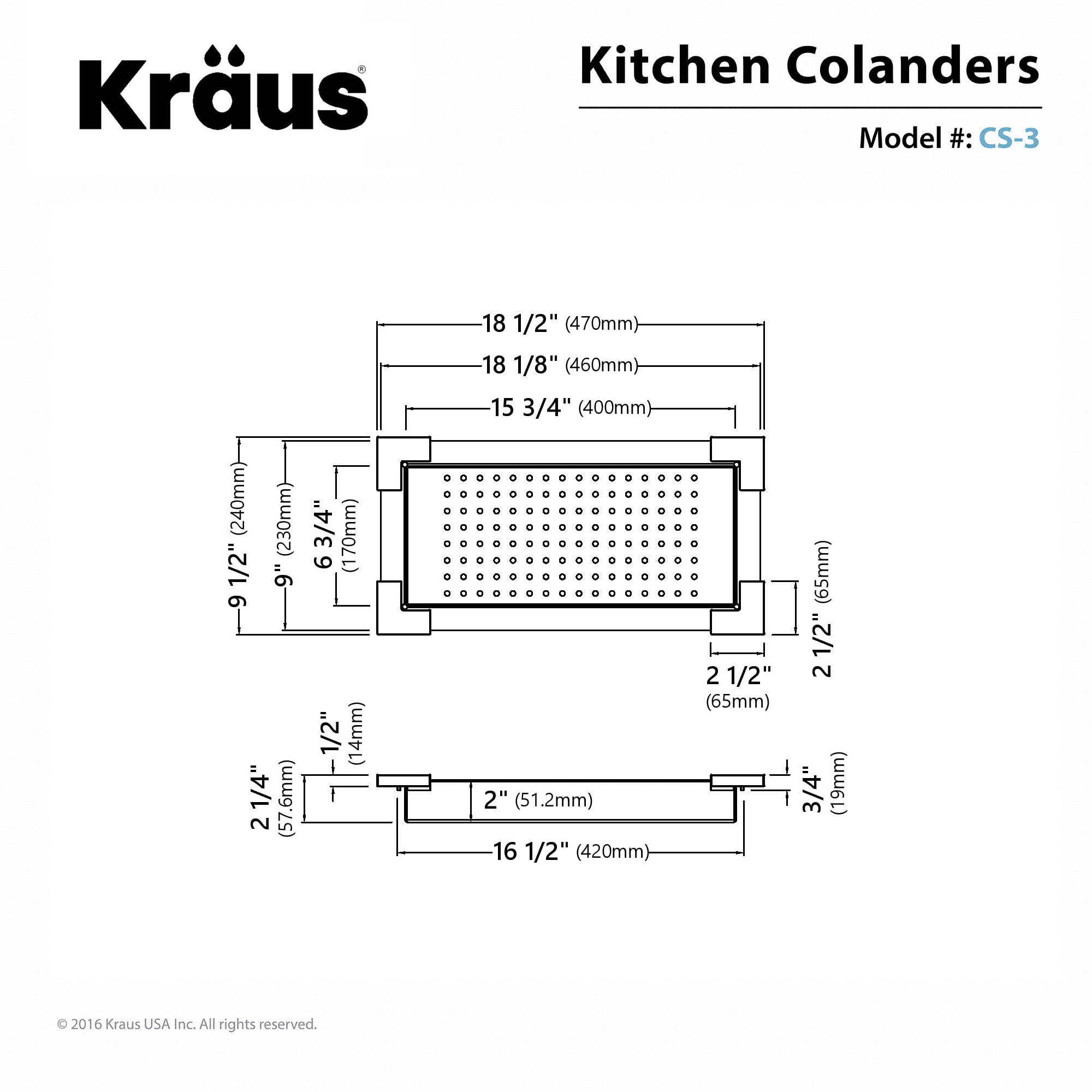 Kraus CS-3 Stainless Steel Colander, 18 1/2 inch