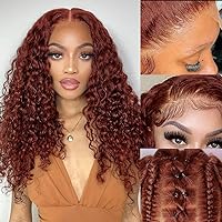 Reddish Brown Lace Front Wigs Human Hair 13x4 Reddish Brown Deep Wave Lace Front Wigs Human Hair for Women Reddish brown Curly Human Hair Wigs Pre Plucked With Baby Hair 150% Density 16inch