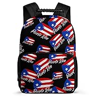 Puerto Rican Flag 16 Inch Travel Laptop Backpack Casual Hiking Backpack with Mesh Side Pockets for Business Work