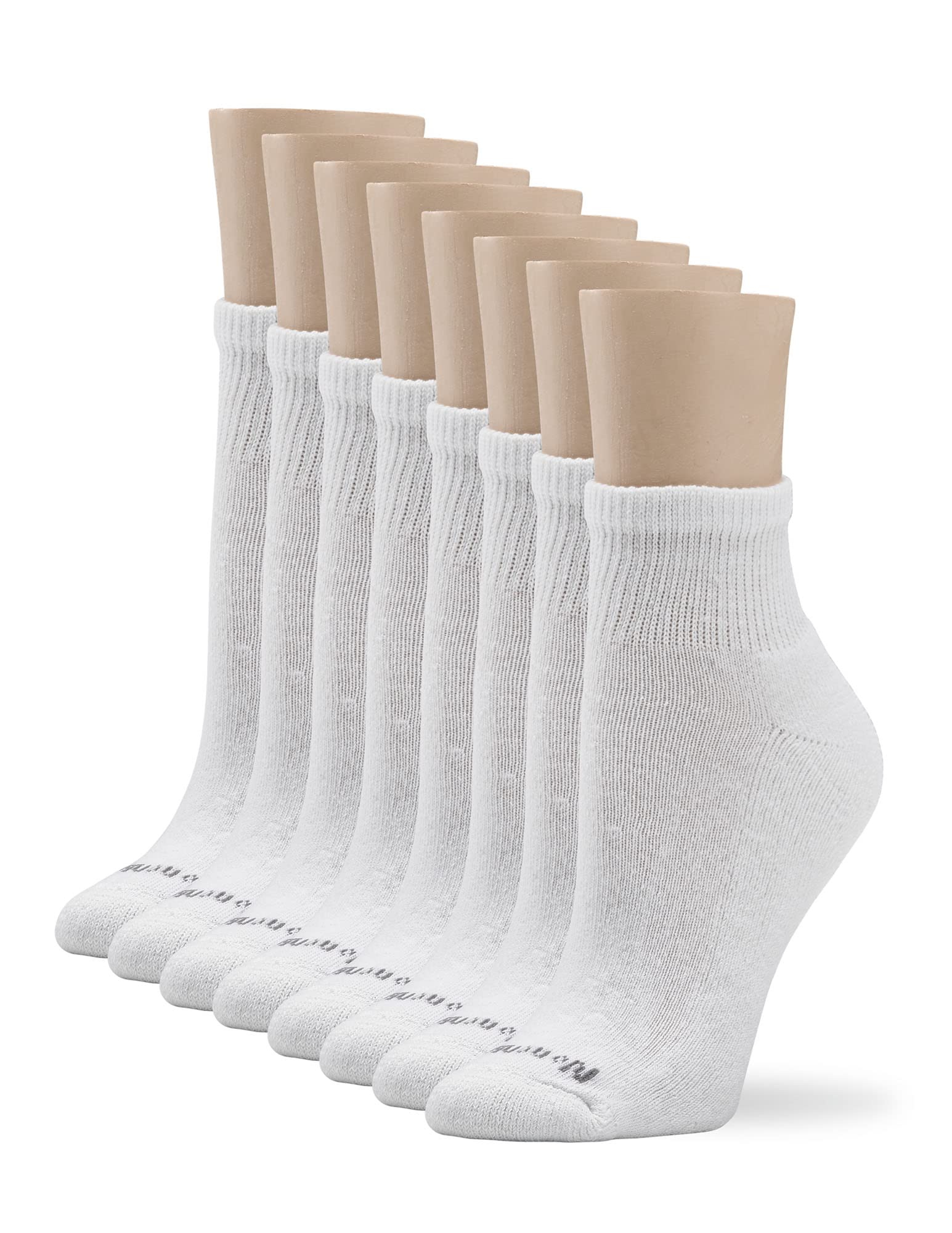 No nonsense womens Cushion Quarter Top 8 Pair Pack Liner Socks, White, One Size US