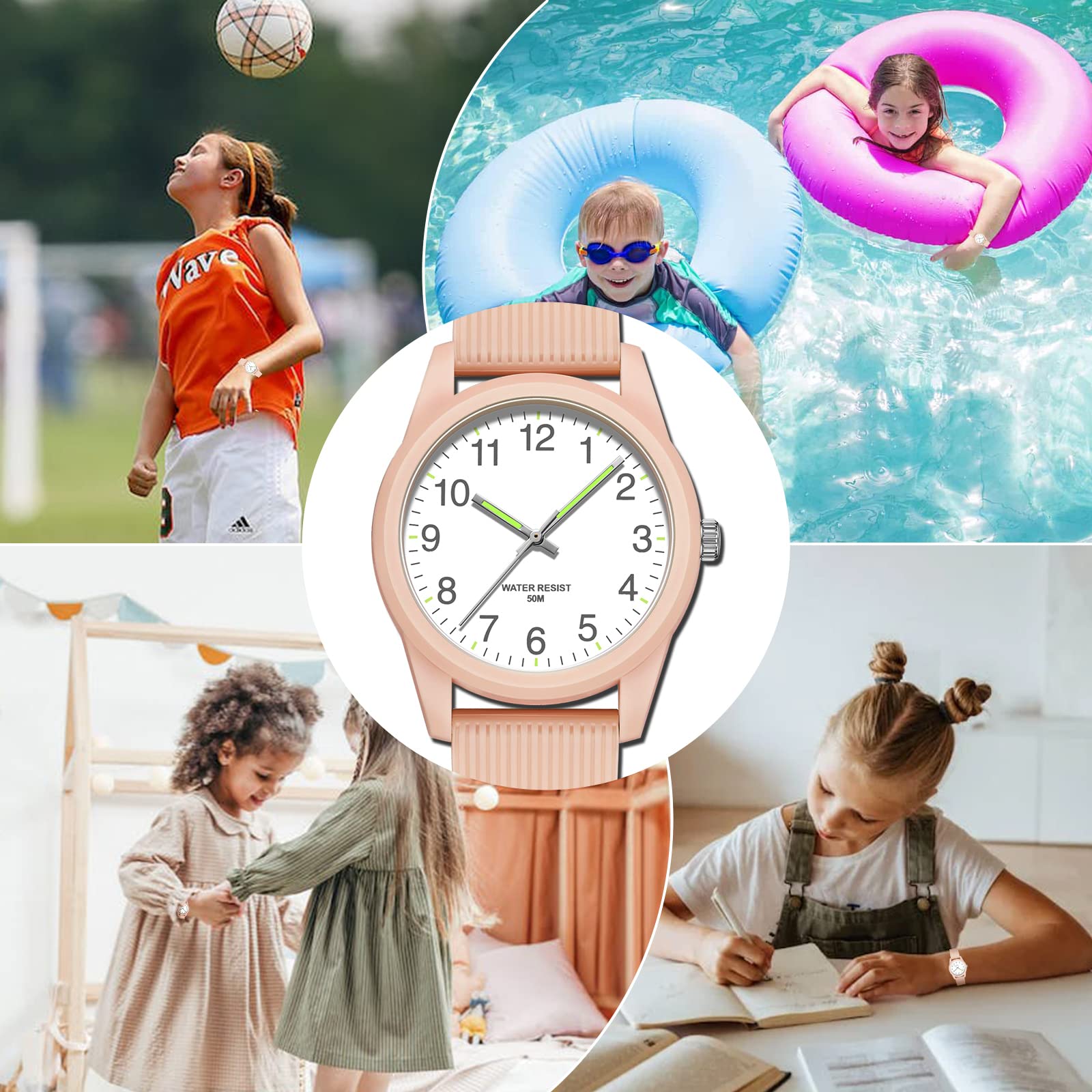 TENOCK Kids Analog Watches for Girls Boys Kids Watches with Soft Band Learning Time 50M Waterproof Children Watch Easy to Read for Ages 3-10 Kids Great Birthday Gifts