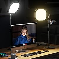 Desktop Video Conference Light for Zoom Meeting, Computer, Laptop, Work from Home with Nature Soft Light, Adjustable Brightness & Color Temp and Flexible Stand & Versatile Phone Holder
