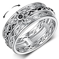 Anxiety Ring 925 Sterling Silver Spinning Witches Knot Ring Anti-anxiety Stress Reduction Jewelry Woman Girl Birthday Gift (Size 7,8,9)