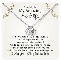 To My Especially Amazing Ex Wife Necklace, Funny Best Ex Wife Jewelry Gift On Her Anniversary Birthday Christmas From Ex Husband. (Two Toned Box)