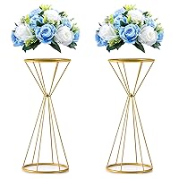 Sziqiqi Metallic Centerpiece Stands Tall Centerpiece Risers with Artificial Silk Flowers for Tabletop Arrangement, Wedding, Party, Festival 20inch Gold