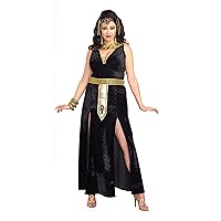 Dreamgirl Womens Plus Cleopatra Costume, Adult Egyptian Goddess, Exquisite Cleopatra Halloween Costume, Black/Gold