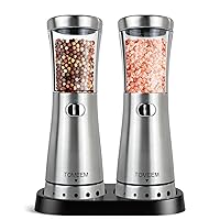Electric Salt and Pepper Grinder Set with Storage Base, Stainless Steel Rechargeable Salt and Pepper Grinder Set with 4.5oz Large Capacity, 1.8