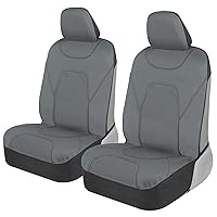 Motor Trend AquaShield Car Seat Covers for Front Seats, Solid Gray – Two-Tone Waterproof Seat Covers for Cars, Neoprene Front Seat Cover Set, Interior Covers for Auto Truck Van SUV