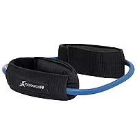 ProsourceFit Leg Resistance Exercise Band Heavy Duty Tube, 15-20 Pounds with Padded Ankle Cuffs for Lower Body Workouts