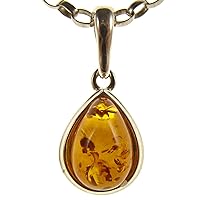 BALTIC AMBER AND STERLING SILVER 925 PENDANT NECKLACE - 14 16 18 20 22 24 26 28 30 32 34