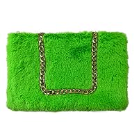 Faux Fox Fur Purse Fuzzy Handbags for Women Evening Handbags Al alloy Shoulder Strap