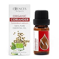 Essences Bulgaria Organic Coriander Essential Oil 1/3 Fl Oz | 10ml | Coriandrum sativum | 100% Pure and Natural | Undiluted | Therapeutic Grade | Family Owned Farm | Steam-Distilled | Non-GMO | Vegan