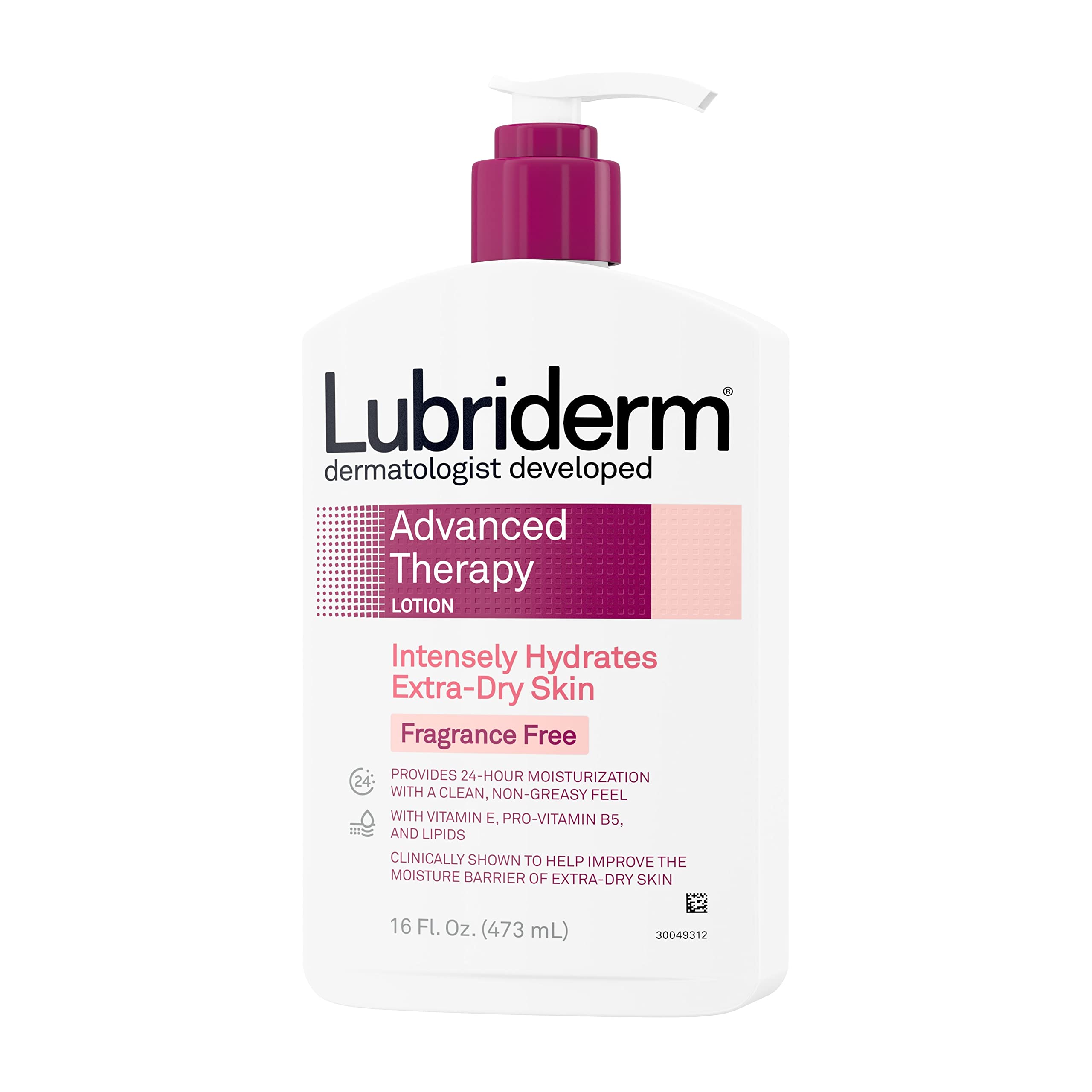 Lubriderm Advanced Therapy Moisturizing Lotion with Vitamins E and B5, Deep Hydration for Extra Dry Skin, Non-Greasy Formula, 16 fl. oz (Pack of 2)