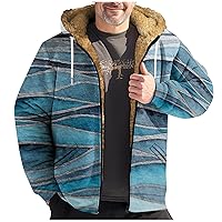 Men's Hoodie Zip Up Hooded Jacket Retro Heavyweight Sherpa Fleece Lined Oversized Sweatshirt Warm Thick Winter Coat