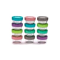 melii Glass Baby Food Freezer Jars, Snack Container with Lids, BPA Free, Microwave & Dishwasher safe (2oz - 12 piece set)