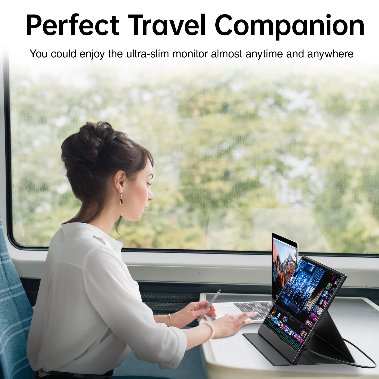 Portable Monitor-15.6 Inch Slim Computer Display Gaming Monitor Full HD 1080P USB Type-C Mini HDMI IPS Eye Care Screen with Cover for Travel Laptop MacBook Surface PC PS4/PS5 Xbox MAC VESA Mountable