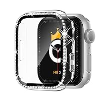 Adepoy Compatible Apple Watch Case 45mm Bling Apple Watch Cover Series 9/8/7 with Protective Film Single Diamond Apple Watch 9/8/7 Case for iwatch Glossy Stylish Clear 45mm