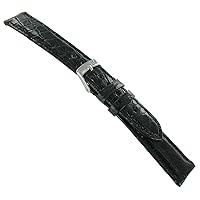 Morellato 16mm Genuine Crocodile Classic Black Padded Stitched Mens Watch Band Regular