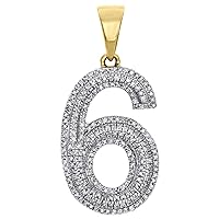 10K Yellow Gold Finish Round Cut Diamond Number 6 Bubble Pendant Pave Dome Charm 0.63 CT.