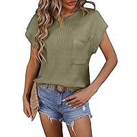 HTHLVMD Summers Work Blouses Womans Short Sleeve Lounges Scoop Neck Stretch Tshirt Women's Comfort Plain Tee