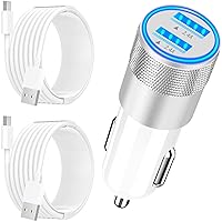 [Apple MFi Certified] iPhone 15 Car Charger Fast Charging, BARMASO 4.8A USB Power Rapid Car Charger Cigarette Lighter+2Pack Type-C USB-C Cable for iPhone 15/15 Plus/15 Pro/15 Pro Max/iPad Pro/Air/Mini
