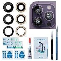 OEM Rear Camera Lens Glass Replacement with Adhesive Pre-Installed Compatible for iPhone 14 Pro / 14 Pro Max (3 Pieces/Set) with Repair Tools and Installation Manual