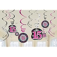 Elegant Mis Quince Años Value Pack Foil Swirl Birthday Party Decorations (12 Pack), Multi Color, 7