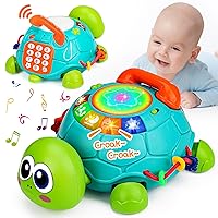 Baby Crawling Toy 6 to 12 Months, 8 in 1 Musical Turtle Learning Toy for Infants 0-3-6 7 8 9 12-18 Educational Light Up Sound Toy 1 2 Year Old Boy Girl Birthday Easter Treat Gift Toddler Tummy Time