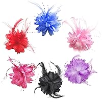 Women Dance Wedding Tea Party Hats Flower Feather Fascinator Brooch Pin Accessory