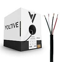 Voltive 16/4 Speaker Wire - 16 AWG/Gauge 4 Conductor - UL Listed in Wall Rated (CL2/CL3) - Oxygen-Free Copper (OFC) - 500 Foot Bulk Cable Pull Box - Black