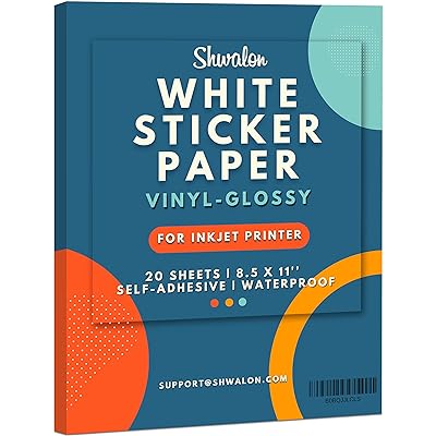Mua SHWALON 20 Sheets White Vinyl Printable Sticker Paper for Inkjet  Printer - Letter size (8.5 x 11) Glossy, 100UM Inkjet Sticker Paper  Waterproof, DIY Cricut Sticker Paper Printable. trên  Mỹ chính hãng  2024