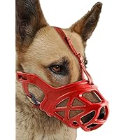 Dog Muzzle, Breathable Basket Muzzles for Small, Medium, Large and X-Large Dogs, Stop Biting, Barking and Chewing, Best for Aggressive Dogs (Medium, Red)