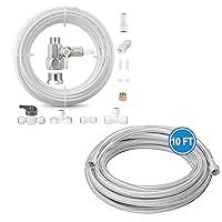 Refrigerator Water Line Kit - Food Grade Fridge Ice Maker Water Installation Kit,1/4 In O.D. 25 FT Water Tubing with Feed Water Adapter + 10FT Premium Stainless Steel Braided Ice Maker Water Hose