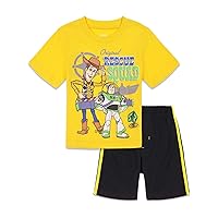 Disney Pixar Toy Story Woody Buzz Lightyear Bo Peep Rex Athletic T-Shirt Mesh Shorts Outfit Set Infant to Big Kid