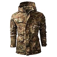 Hooded Military Tactical Jacket For Men Outdoor Mountain Waterproof Multi Pocket Camo Combat Coat Windbreaker