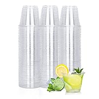 9 oz Disposable Plastic Cups, 100 Count, Crystal Clear