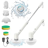 Electric Spin Scrubber, Cordless Cleaning Brush with Bi-Direction Rotation, Power Shower Scrubber with Adjustable Extension Arm & 5 Replaceable Bathroom Cleaning Brush for Tub Tile Floor Sink