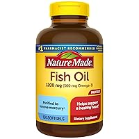 Nature Made Fish Oil Supplements 1200 mg, Omega 3 Fish Oil for Healthy Heart Support, 150 Softgels, 75 Day Supply