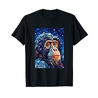 Baboon Starry Night Painting Men Women Kids T-Shirt