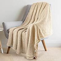 furrybaby Fleece Dog Blankets for Dog Cat and Puppy Warm Cozy Sherpa Dog Throw (41x65inch) Machine Washable Pet Blanket(X Large, Beige Blanket)