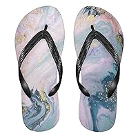 Nature Marble Stone Texture Womens Flip Flops Marbleized Effect Beautiful Pattern Summer Beach Sandals Casual Thong Slippers Comfortable Shower Slippers Non Slip Water Sandals shoes M