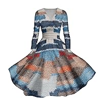 Women's Valentines Dress Casual and Fashionable Gradient Printed Long Sleeved V-Neck Sexy Dress, S-5XL