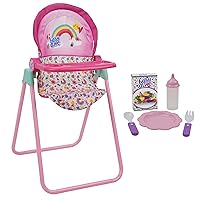 Baby Alive 509 Crew Doll High Chair Set - Pink & Rainbow - 6 Pieces, Fits Dolls Up to 24