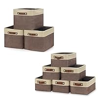 HNZIGE Fabric Storage Baskets for Organizing Small Baskets for Shelves, Laundry, Nursery, Closets, Decorative Baskets for Gifts Empty (Gold&Brown)