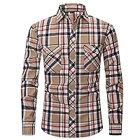 Men's Halloween Button Up Long Sleeve Shirt Plaid Print Shirt Flannel Long Sleeve Casual Shirts,JH657