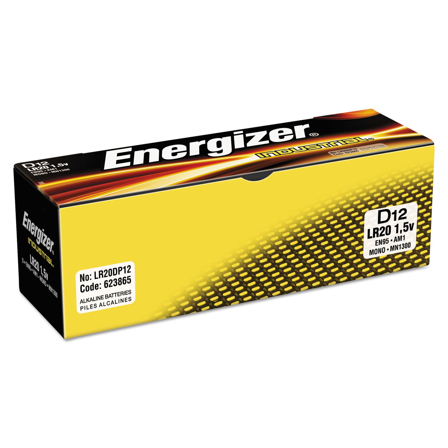 Energizer D Alkaline Industrial Batteries1.5v, Box of 12
