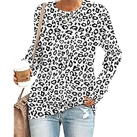 SENSERISE Womens Casual Crewneck Sweatshirt Long Sleeve Solid Color Shirt Soft Lightweight Loose Top