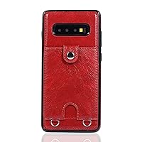 Protective Case Compatible with Samsung Galaxy S10 Plus Phone Case PU Leather Lanyard Protective Case, With Card Holder, Adjustable And Detachable Anti-lost Lanyard Wallet, Compatible with Samsung Gal