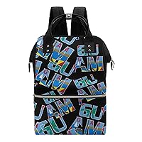 Guam Flag Casual Travel Laptop Backpack Fashion Waterproof Bag Hiking Backpacks Black-Style