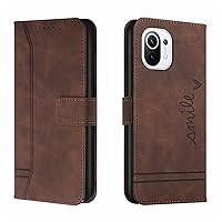 Cellphone Flip Case Compatible with Xiaomi Mi 11 Wallet Case,Shockproof TPU Protective Case,PU Leather Phone Case Magnetic Flip Folio Leather Case Card Holders Protective Case (Color : Brown)